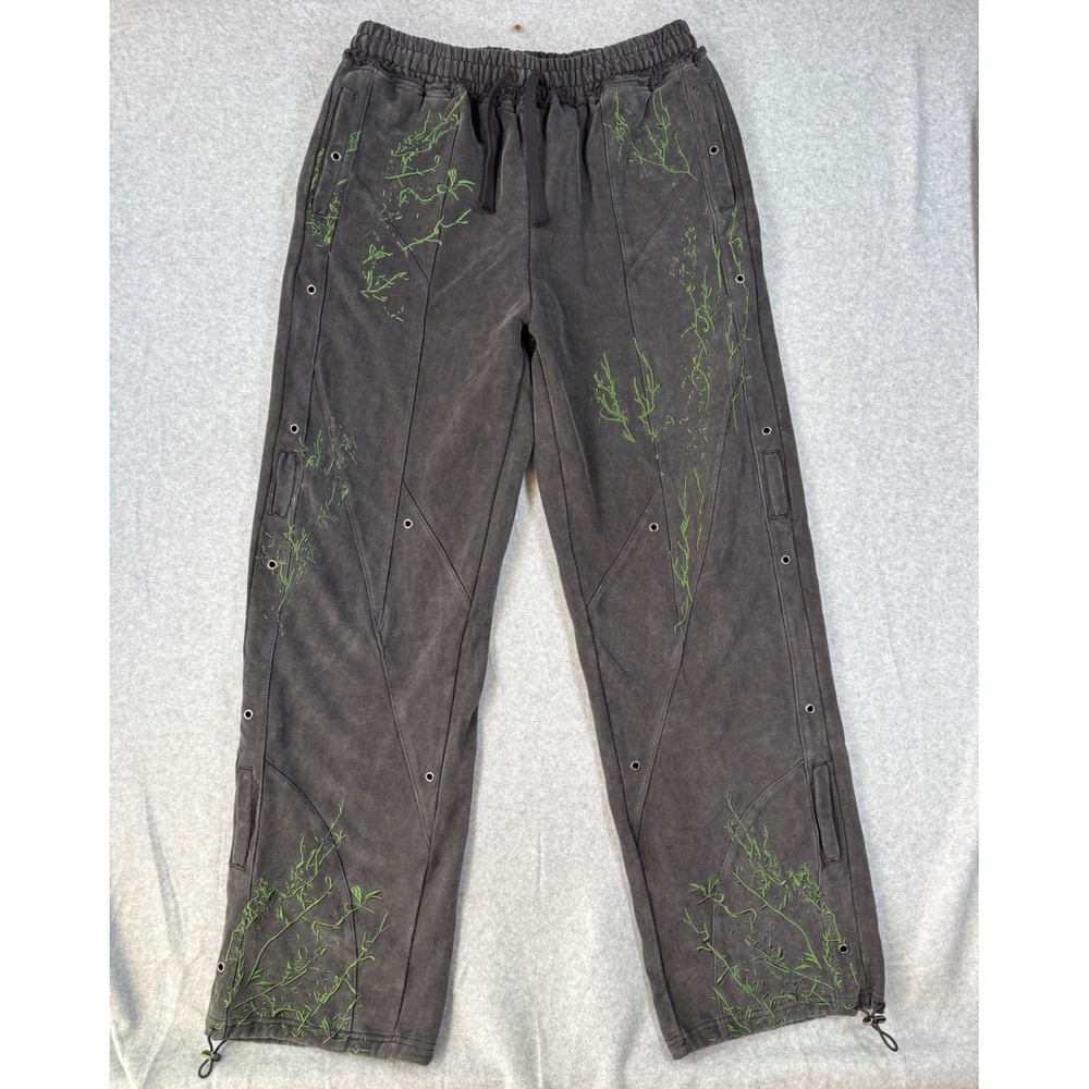 Ditch LA Large Sweatpants Streetwear Cotton Embroidered Grommet